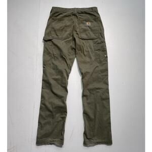 Vtg Y2K CARHARTT Olive Carpenter Pants Tag 30x32 Relaxed Fit Distressed Workwear